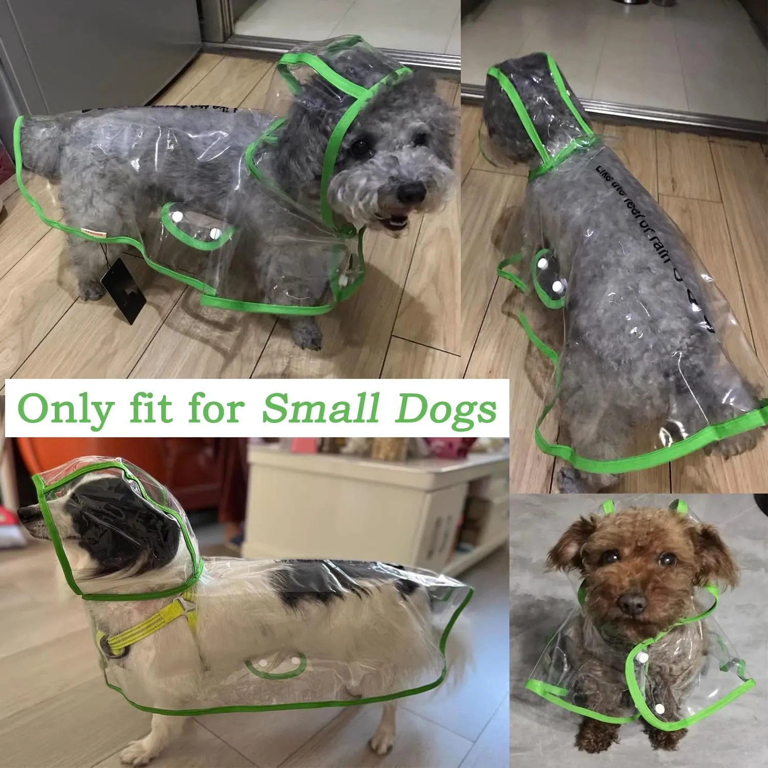 Pet Raincoat,Small Dog Waterproof Puppy Raincoat Coat Transparent Pet Dog Rainwear Clothes for Small Dogs Cats (S,Green)