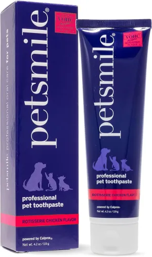 Petsmile Professional Pet Toothpaste for Cats & Dogs - Only VOHC Accepted Toothpaste - Clinically Proven to Control Plaque & Tartar Calprox Formula (Rotisserie Chicken, 4.2 Oz)
