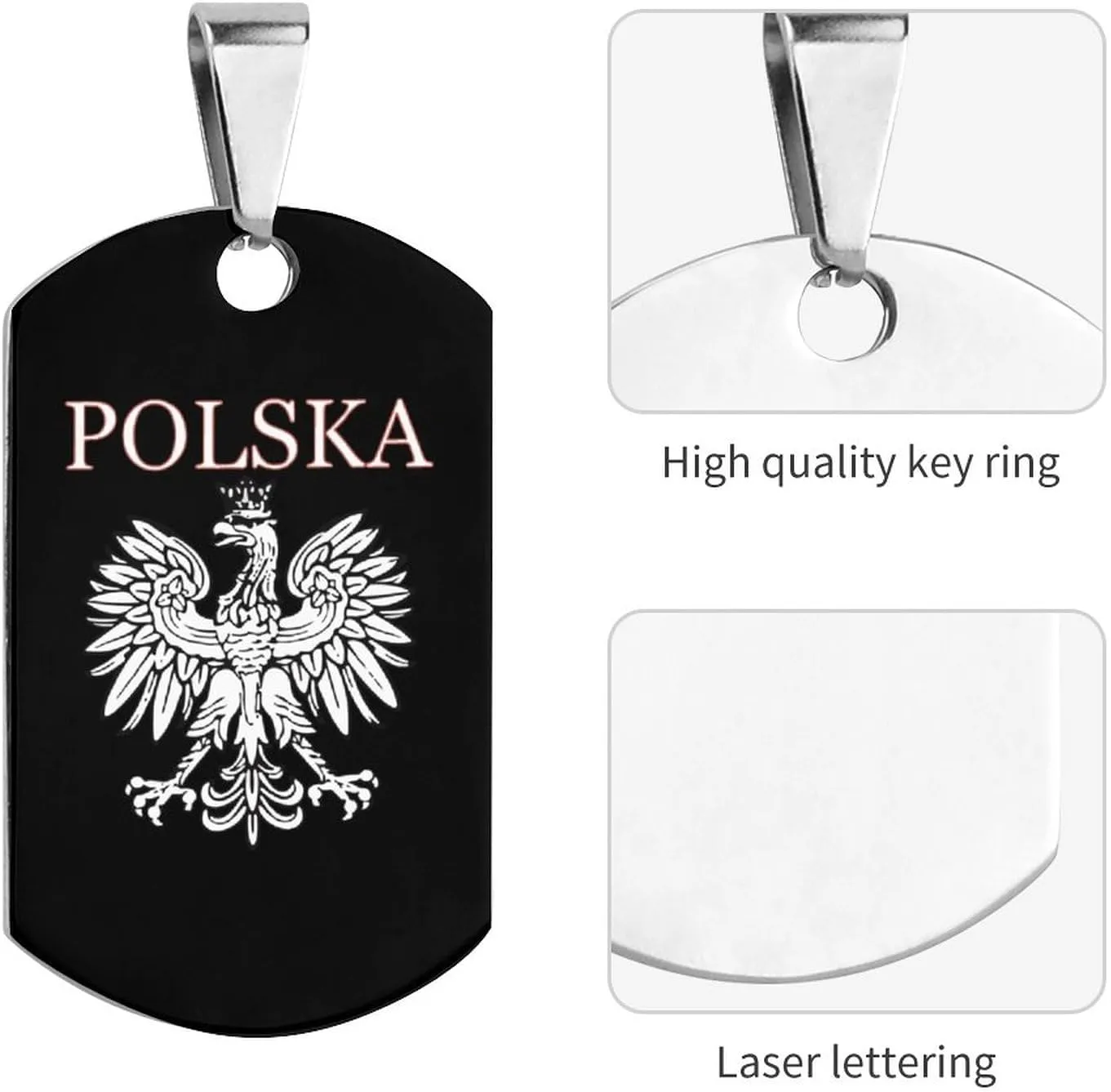 Polska Eagle Stainless Steel Pet Dog Tag Pets Collar Charm ID Tags