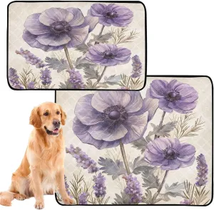 Qilmy Purple Lavender Pet Mat, Waterproof Reusable Dog Training Pad Anti-Slip Pet Creat Pad for Small Medium Large Dogs and Cats