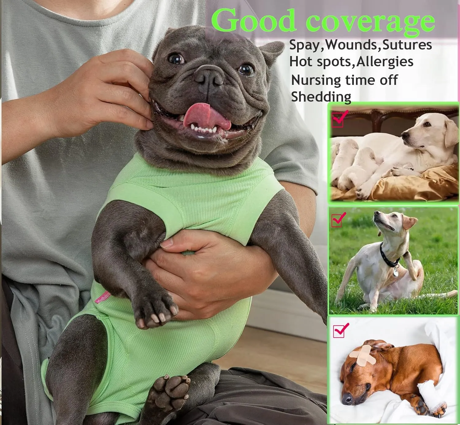 Recovery Suit for Dogs,Dog Cone Alternative Zipper Surgery Suit Female Spay,Soft Dog Surgery Suit for Anti Licking,Breathable Surgical Suit for Dogs Female Spay