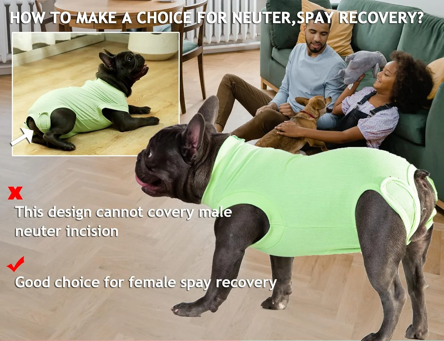 Recovery Suit for Dogs,Dog Cone Alternative Zipper Surgery Suit Female Spay,Soft Dog Surgery Suit for Anti Licking,Breathable Surgical Suit for Dogs Female Spay
