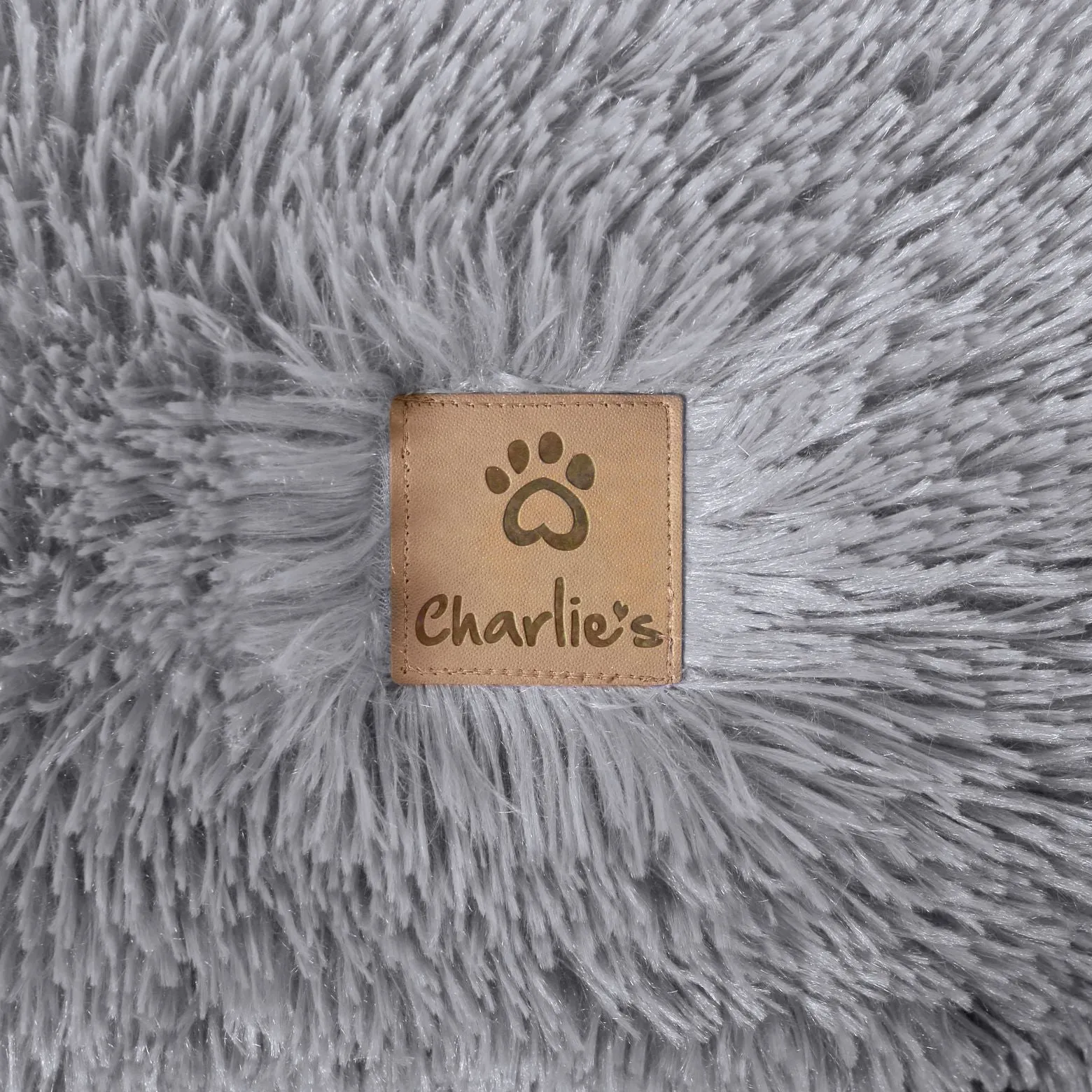 Shaggy Faux Fur Donut Calming Pet Nest Bed - Grey