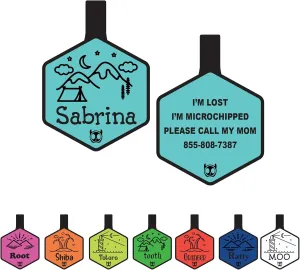 Silicone Silent Dog Tag Personalized with 5 Lines of Custom Deep Engraved Durable Soundless Pet ID Name Tag Hexagon Tiffany