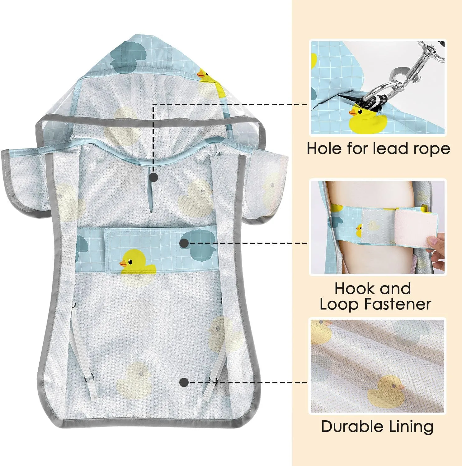 SlowTon Dog Raincoat, Adjustable Dog Rain Jacket Clear Hooded Double Layer, Waterproof Poncho with Reflective Strip Straps and Storage Pocket for Small Medium Large Dogs Puppies(DK M)