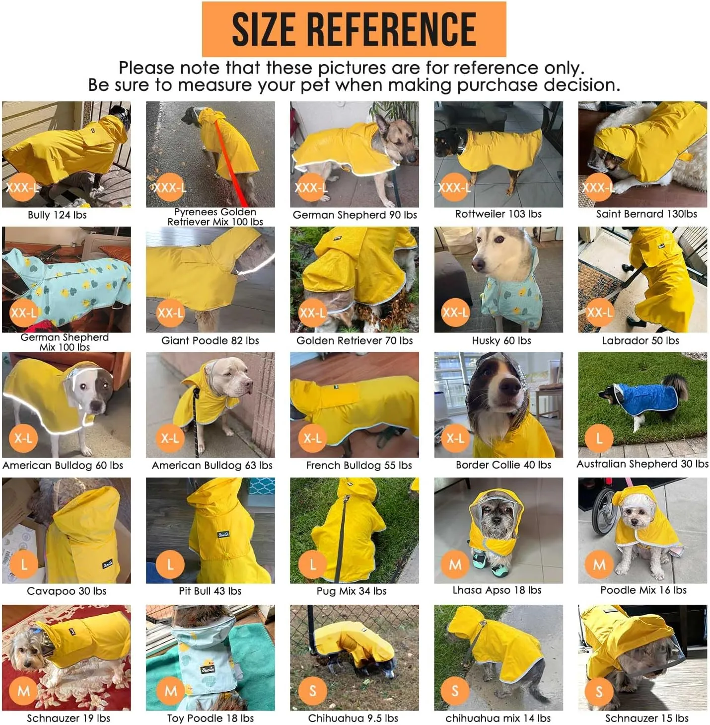SlowTon Dog Raincoat, Adjustable Dog Rain Jacket Clear Hooded Double Layer, Waterproof Poncho with Reflective Strip Straps and Storage Pocket for Small Medium Large Dogs Puppies(FU M)