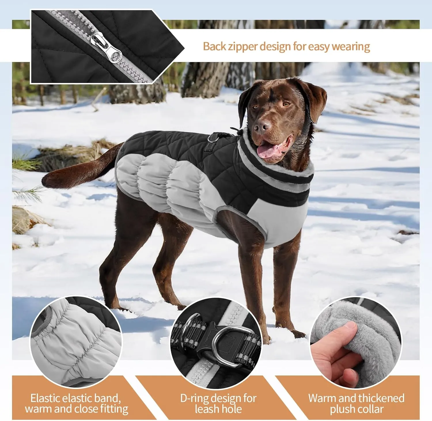 Small Dog Coat,Dog Jackets for Small Dogs,Warm Winter Jacket, Puppy Coat with Harness Built in,Waterproof Dogs Jacket,Puppy Cold Weather Coats,Winter Clothes Snowsuit Shih Tzu Bichon,Black