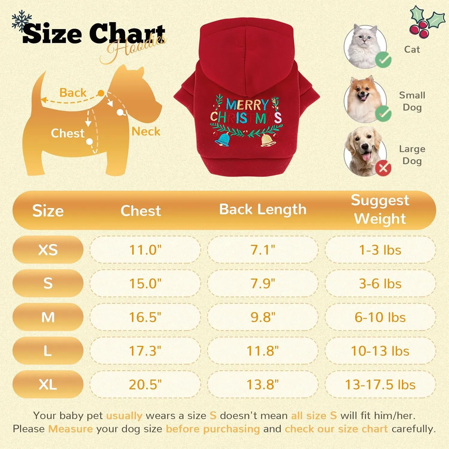 Small Dog Hoodie Clothes Red Christmas Dog Outfit Warm Fleece Dogs Sweater for Small Dogs Cat Boy Girl Cute Puppy Sweatshirt with Leash D Ring Xmas Doggy Costume Chihuahua Yorkie Shihtzu(Red,L)