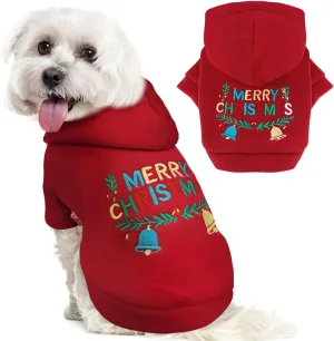 Small Dog Hoodie Clothes Red Christmas Dog Outfit Warm Fleece Dogs Sweater for Small Dogs Cat Boy Girl Cute Puppy Sweatshirt with Leash D Ring Xmas Doggy Costume Chihuahua Yorkie Shihtzu(Red,L)