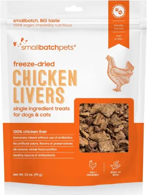smallbatch Freeze-Dried Liver Treats for Dogs & Cats  Single-Ingredient, Protein-Rich, All-Natural Snacks  100% Humanely Sourced  No Additives or Preservatives  (3.5 oz, Chicken)
