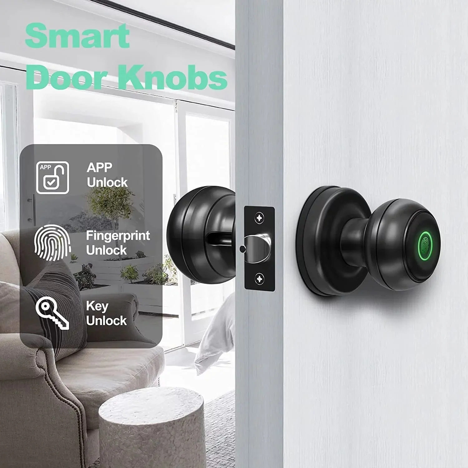 Smart Door Lock - Biometric Fingerprint, App Control, for Bedrooms, Offices, Hotels