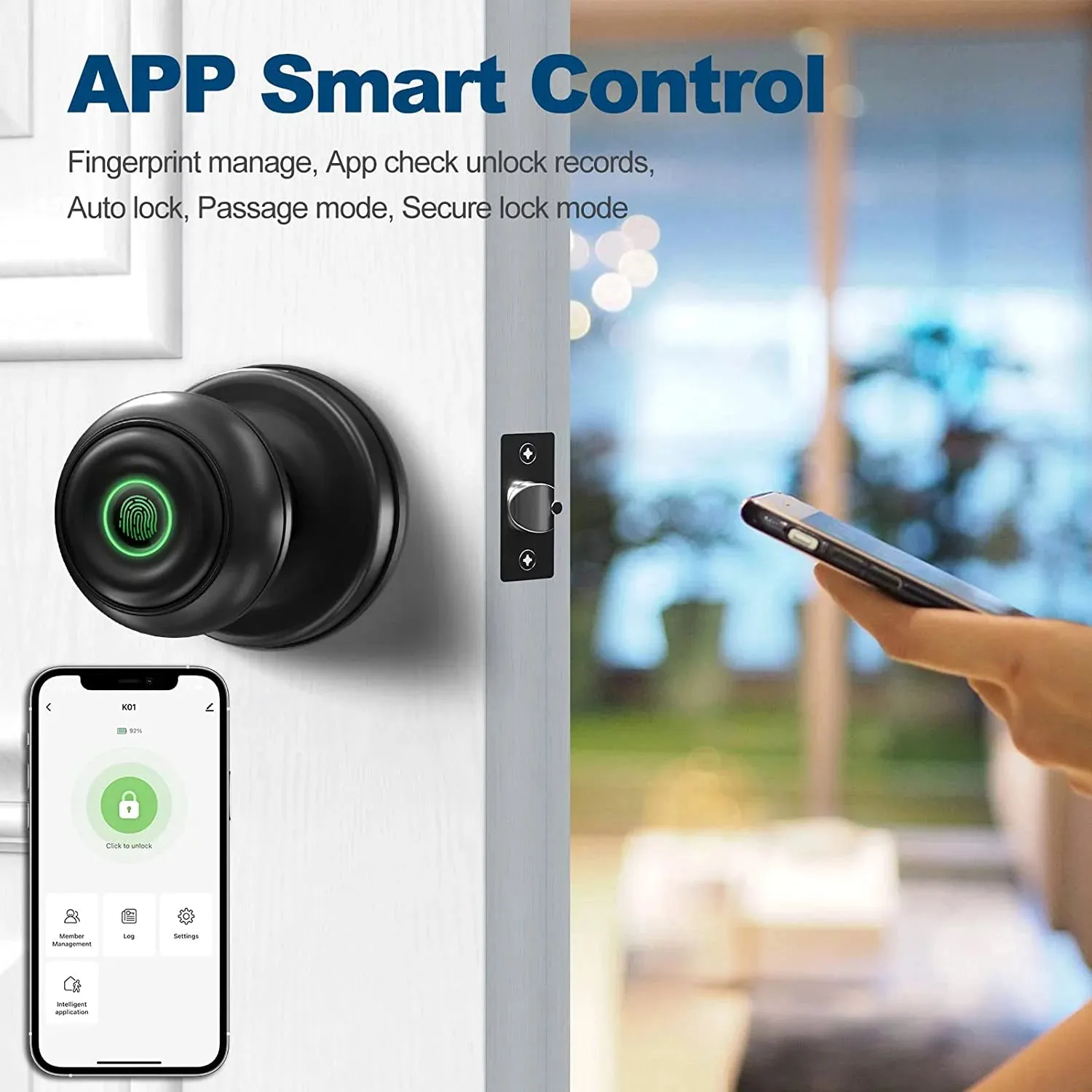 Smart Door Lock - Biometric Fingerprint, App Control, for Bedrooms, Offices, Hotels