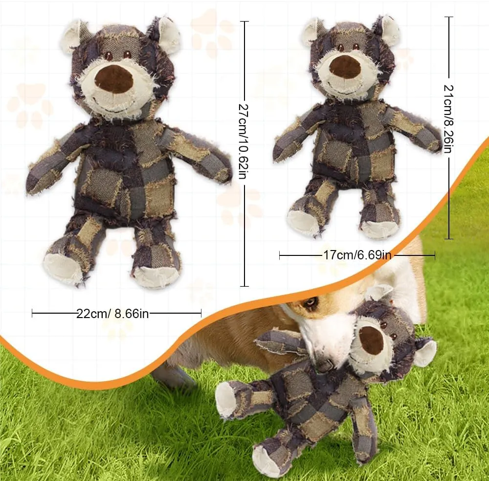 Squeaky Plush Bear Toy for Dogs, 2025 Indestructible Robust Bear Dog Toys to Keep Them Busy Plush Pet Toys Dog Companion for Heavy Chewers Pet Squeak Chew Toy for All Pets (Blue, Large)