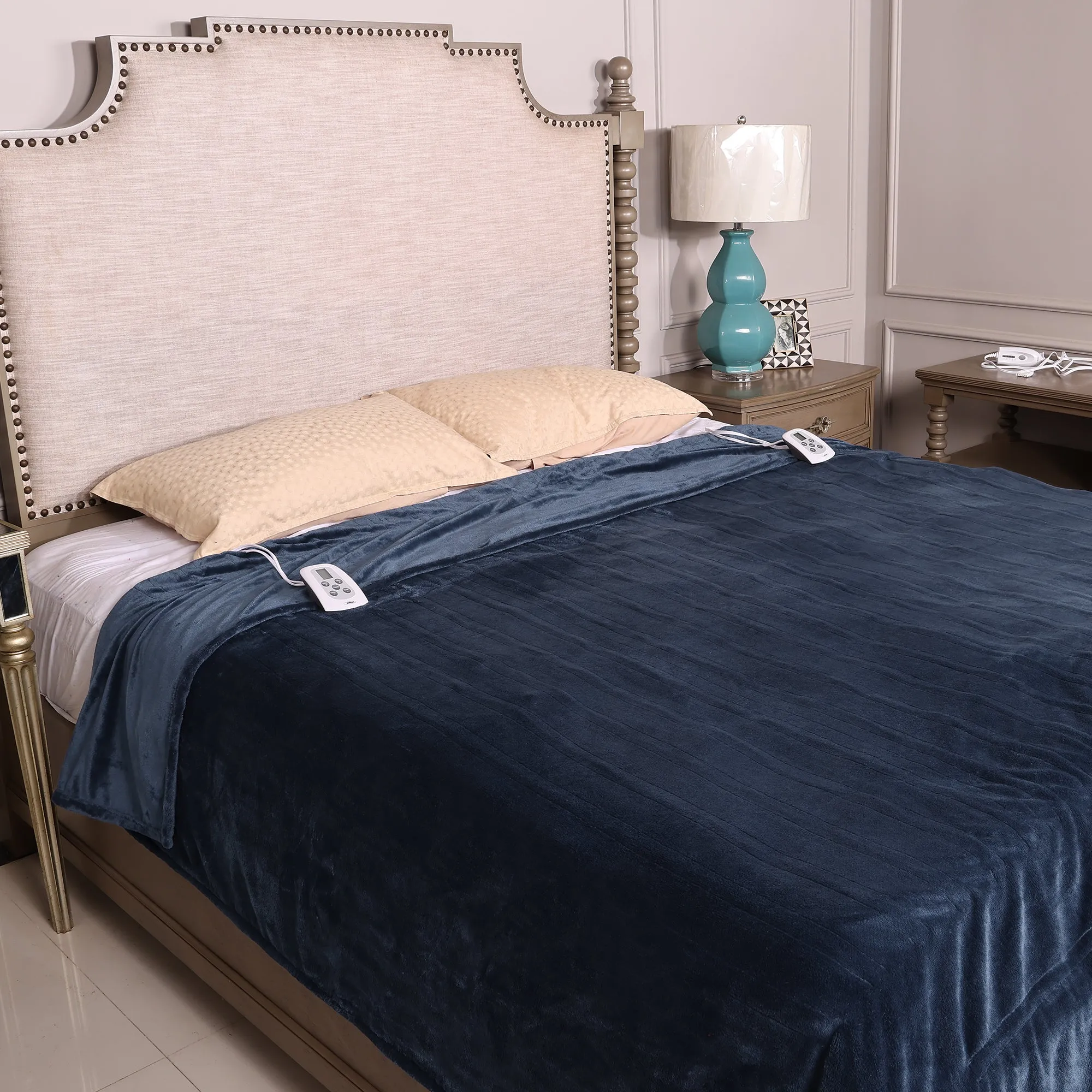 Sunvivi Electric Heated Blanket, 100" x 90" King Size Electric Blanket with 10 Heating Levels and 12 Hours Auto-Off, Soft Velvet Blanket with ETL & FCC Certification, 5 Year Warranty