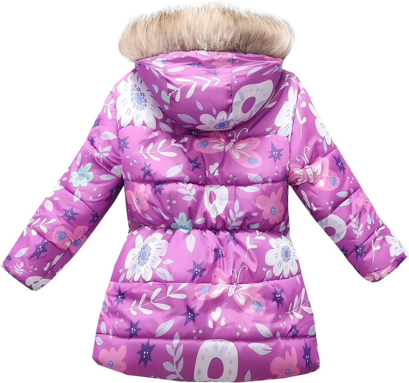 Toddler Girl's Winter Fleece Lined Long Parka Puffer Coat Insulated Ski Jacket with Fur Trim Hood Kids Down Jacket Coat