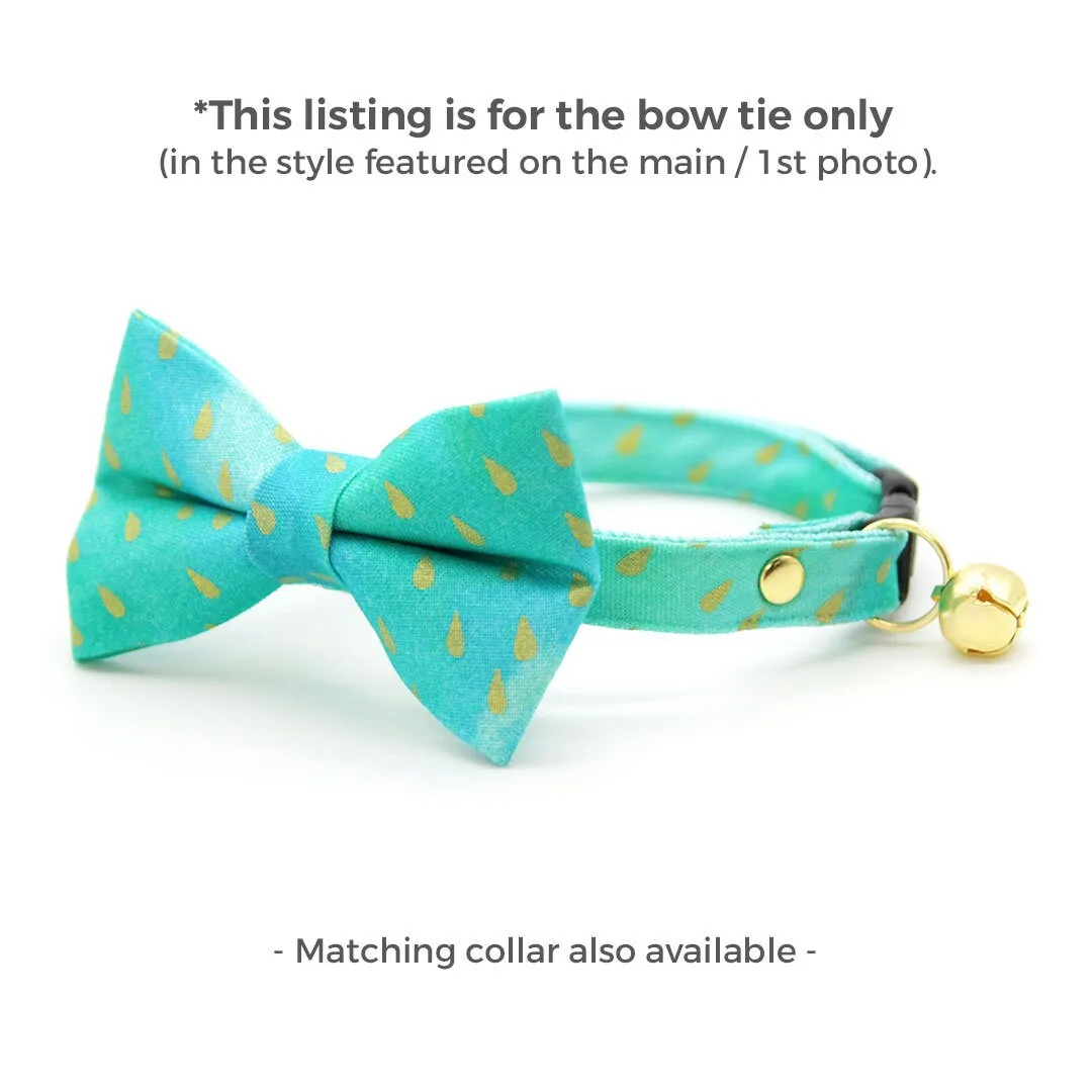 Turquoise Cat Bow Tie - "Splash - Aqua Ombre" - Aquatic Water Raindrops Bow Tie for Cat / Teal, Mint, Summer / Cat   Small Dog