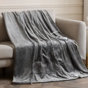 Twin Size Double-Layer Flannel Electric Blanket - 62"x84", 1-12 hrs Timer Auto-Off, 10 Heating Levels
