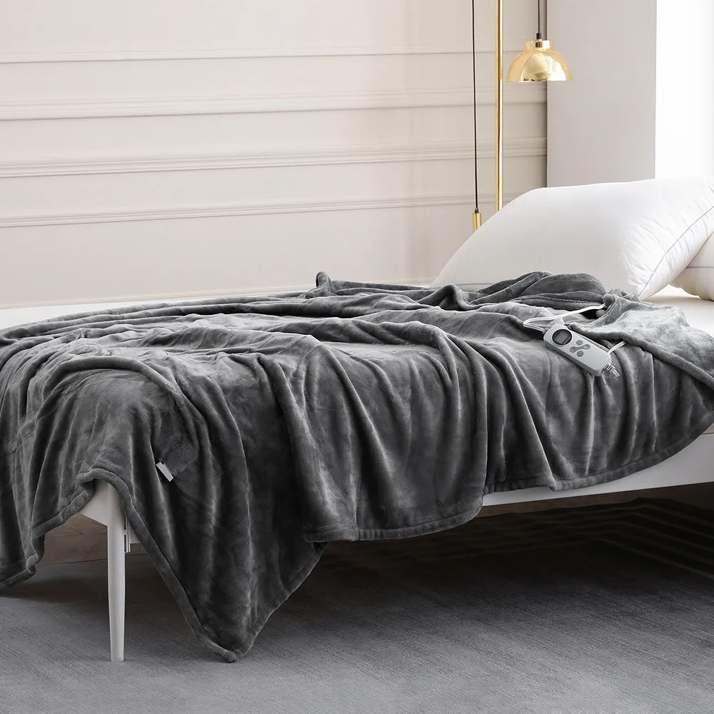 Twin Size Double-Layer Flannel Electric Blanket - 62"x84", 1-12 hrs Timer Auto-Off, 10 Heating Levels