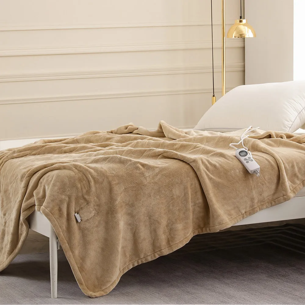 Twin Size Double-Layer Flannel Electric Blanket - 62"x84", 1-12 hrs Timer Auto-Off, 10 Heating Levels
