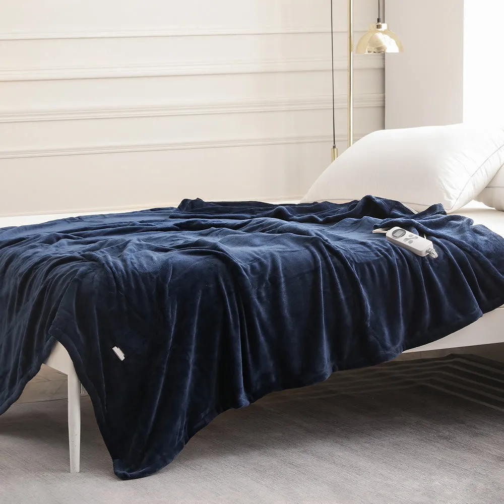 Twin Size Double-Layer Flannel Electric Blanket - 62"x84", 1-12 hrs Timer Auto-Off, 10 Heating Levels