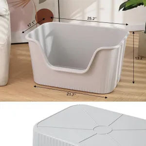 Vealind Deep Extra Large Cat Litter Box with High Sides for Indoor Cats, XL Litter Boxes for Big or Multiple Cats, Jumbo Big Low Entry Kitty Litter Box (25 * 17 * 13 Grey)
