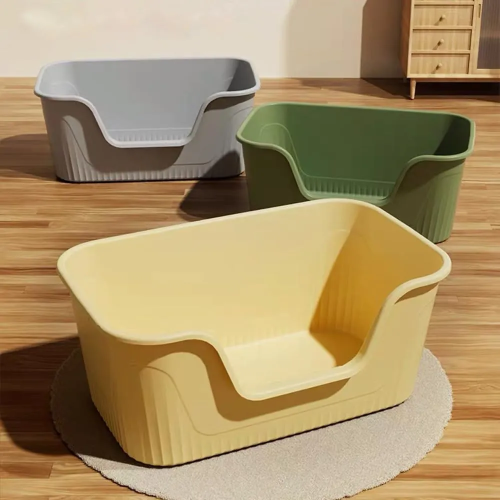 Vealind Deep Extra Large Cat Litter Box with High Sides for Indoor Cats, XL Litter Boxes for Big or Multiple Cats, Jumbo Big Low Entry Kitty Litter Box (25 * 17 * 13 Grey)