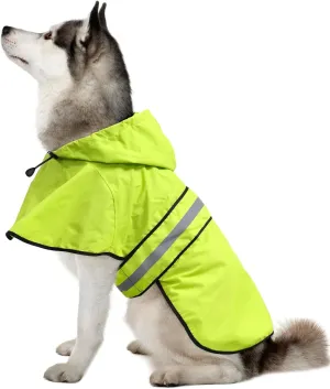 Weesiber Dog Raincoat, Waterproof Dog Rain Jacket with Leash Hole, Reflective Puppy Rainwear Hooded Pet Poncho Slicker for Walking (XL, Green)