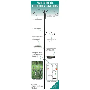 Wild Bird Feeding Station 3 Feeder Brackets Tray Water Dish 2m