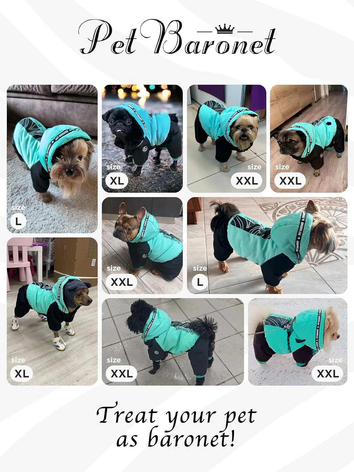 Winter Dog Jacket, Waterproof Full Body Coat, Snowsuit - Perfect for Cold Weather, Ideal for Small Medium Dogs (Medium)