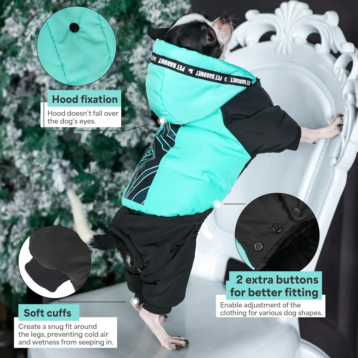 Winter Dog Jacket, Waterproof Full Body Coat, Snowsuit - Perfect for Cold Weather, Ideal for Small Medium Dogs (Medium)
