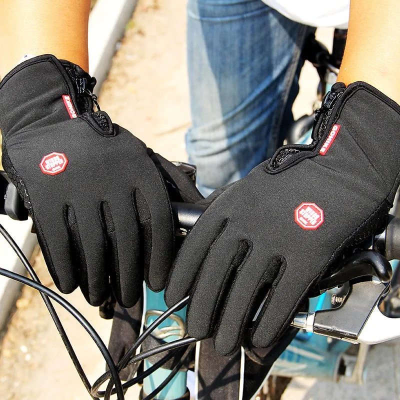 Winter Mens Women Cycling Anti-Slip Motorcycle Windproof Bike Gloves Anti-Shock Full Finger Mountain Bicycle Gloves