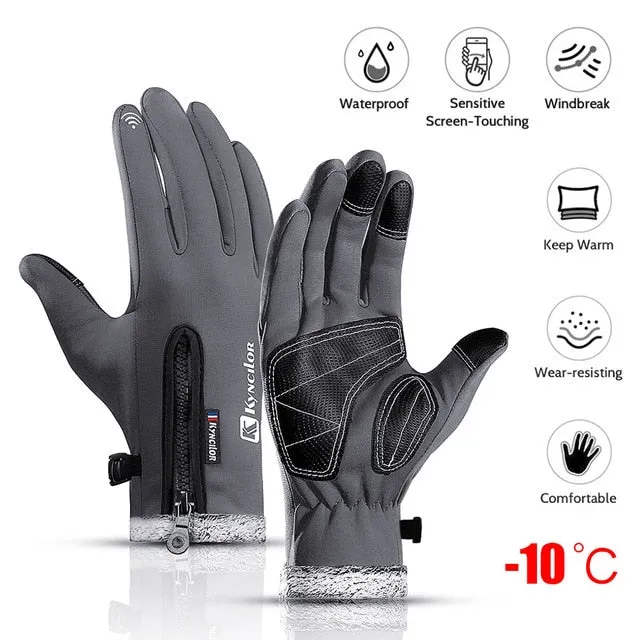 Winter Mens Women Cycling Anti-Slip Motorcycle Windproof Bike Gloves Anti-Shock Full Finger Mountain Bicycle Gloves