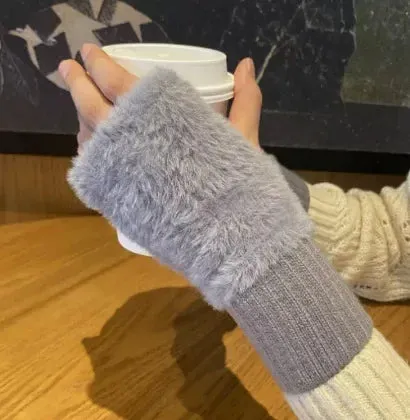 Women's Mink Fleece Half-Finger Gloves – Soft/Plush