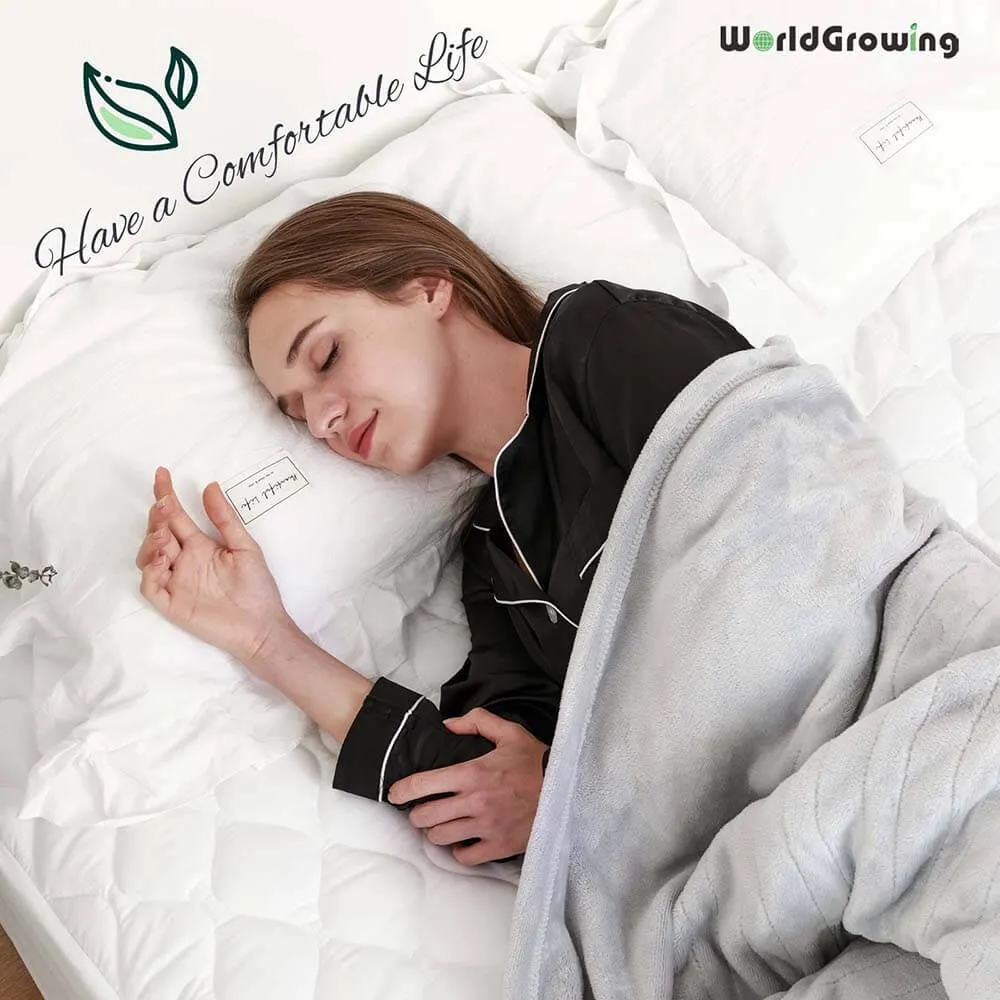 Worldgrowing 62"x84" Electric Blanket for Home & Office | Flannel Fast Heating