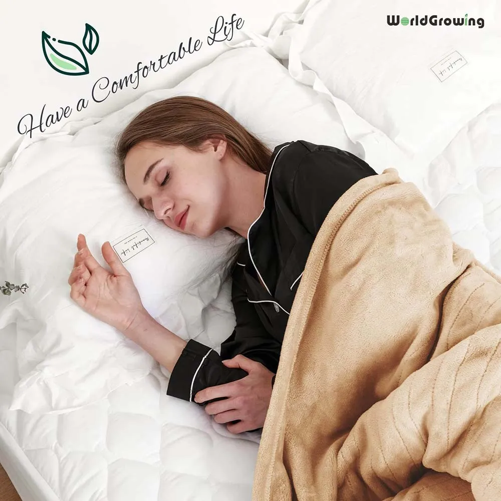 Worldgrowing 62"x84" Electric Blanket for Home & Office | Flannel Fast Heating