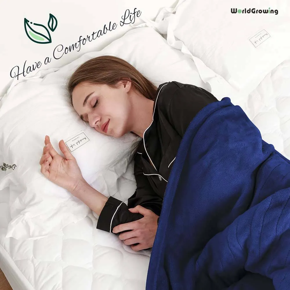 Worldgrowing 62"x84" Electric Blanket for Home & Office | Flannel Fast Heating