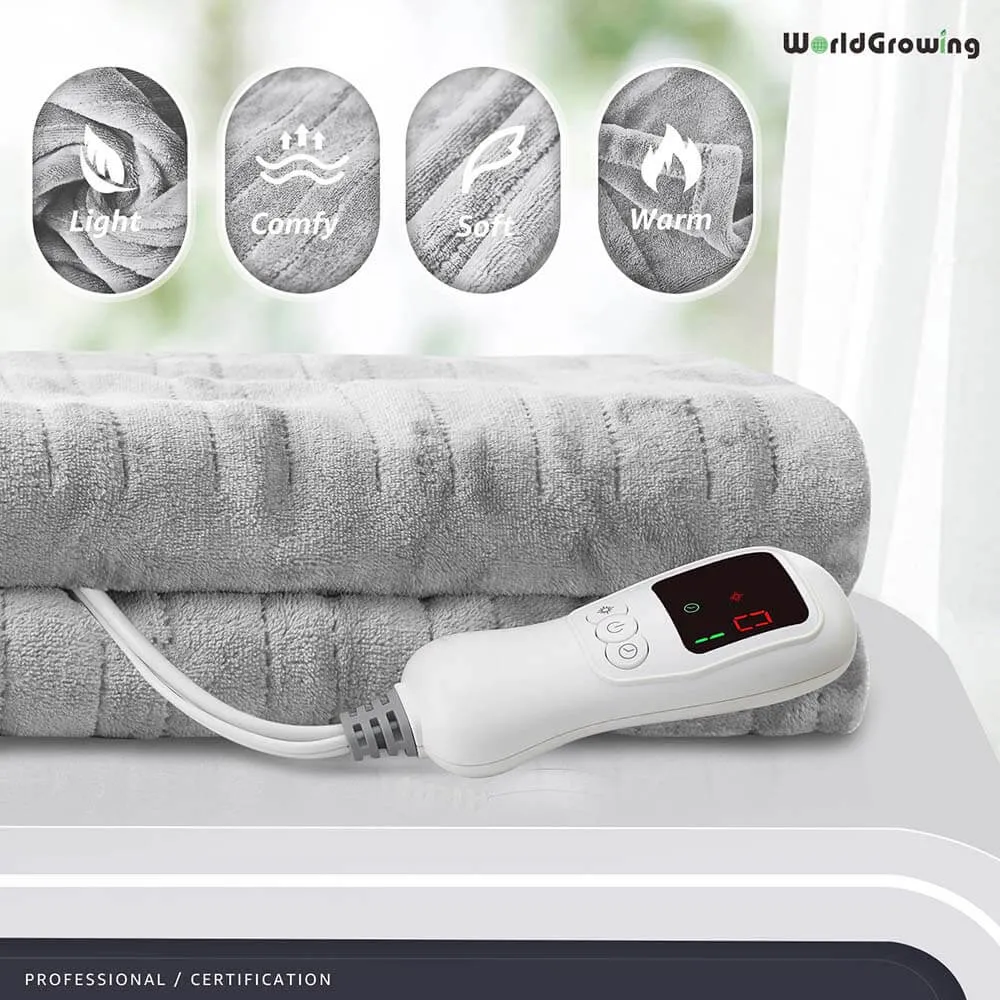 Worldgrowing 62"x84" Electric Blanket for Home & Office | Flannel Fast Heating