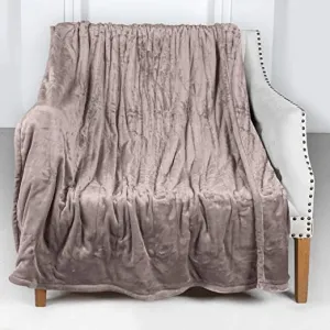 Yashong Electric Blanket Flannel Heated Throw 50" x 60", ETL Certification LCD Display Controller Fast Heating with 6 Heating Settings & 8 Time Setting (1/2h-4h) Auto of, Machine Washable (Brown)