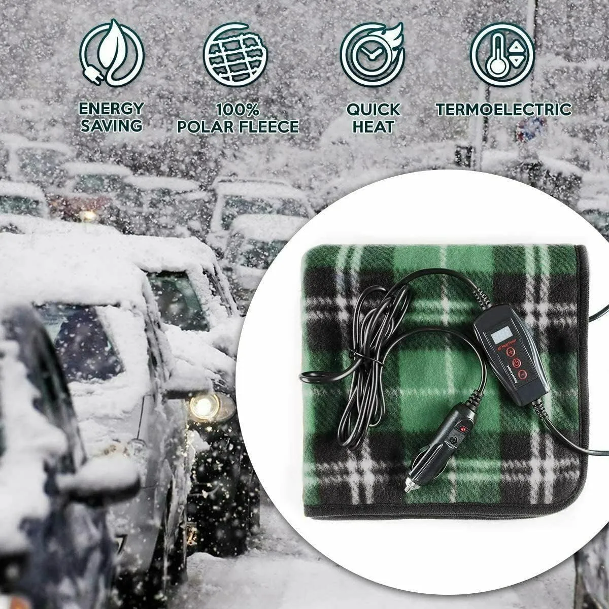 ZONETECH Green Plaid Warming Pad, Warms on Cold Weather, Perfect Sizing for Pets