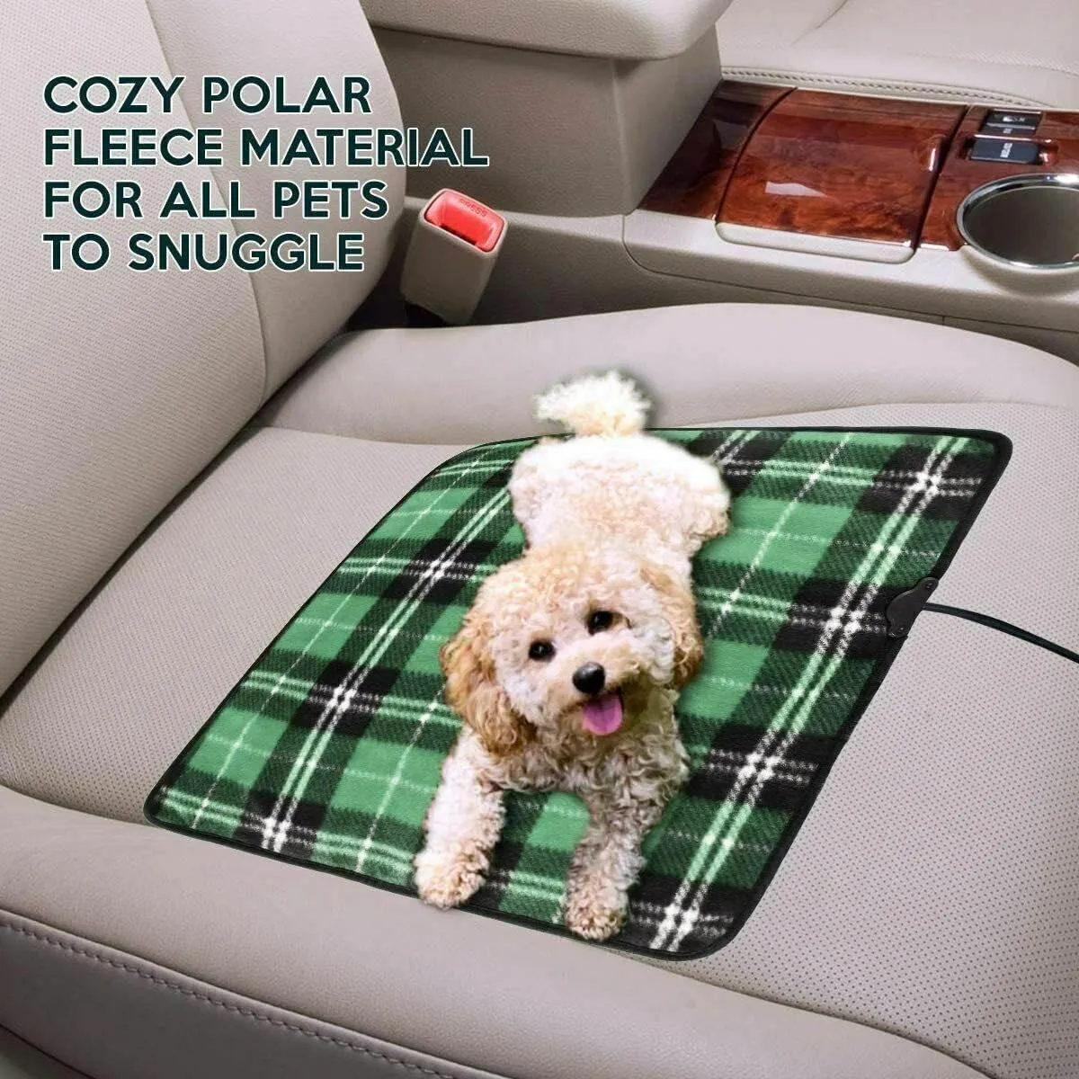 ZONETECH Green Plaid Warming Pad, Warms on Cold Weather, Perfect Sizing for Pets
